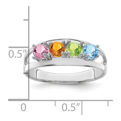 Sterling Silver or 14K White Gold 4-Stone Mother's Ring – view 6