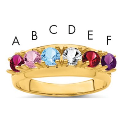 14K Yellow Gold 6-Stone Mother's Ring