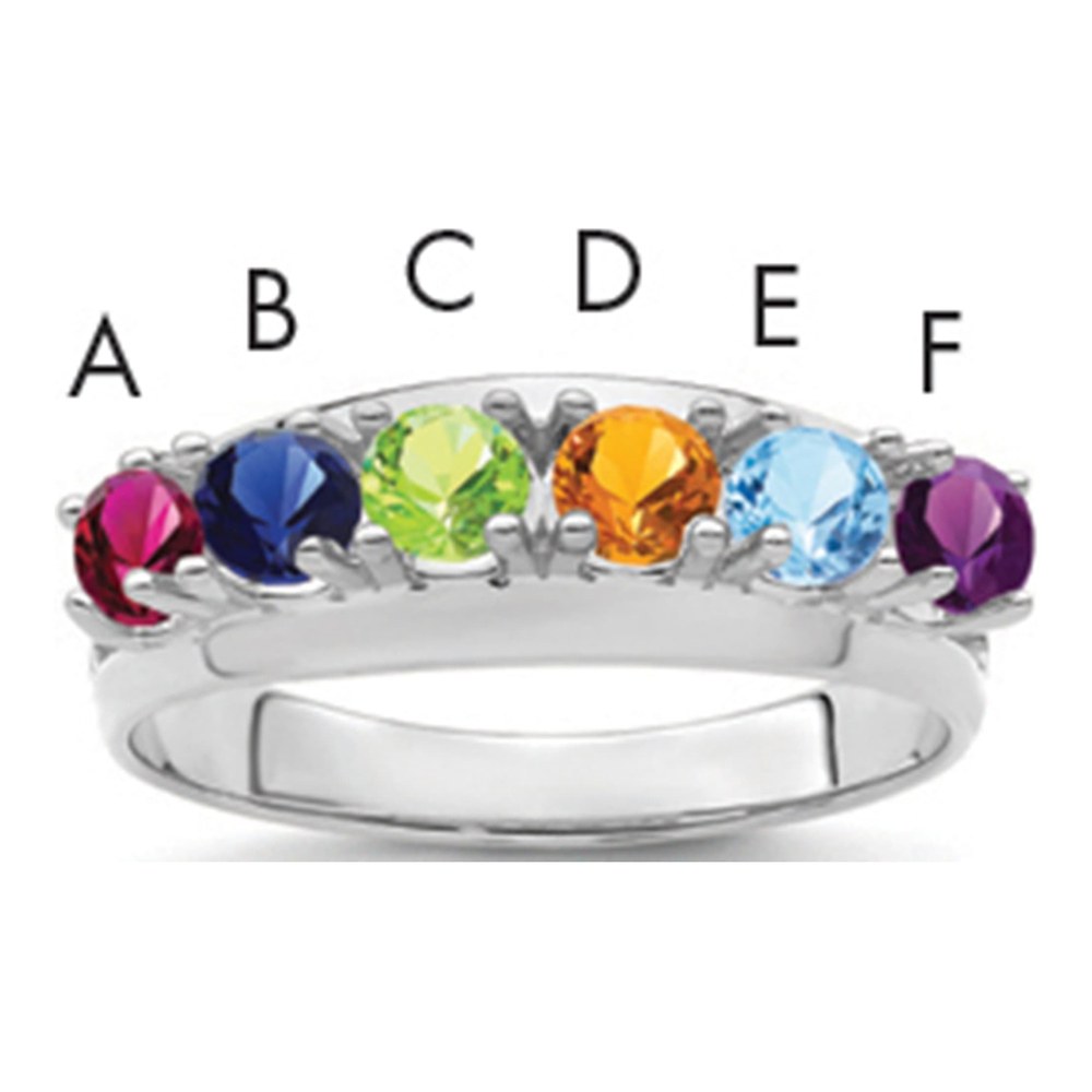 14K White Gold Rhodium-Plated Family Jewelry Ring