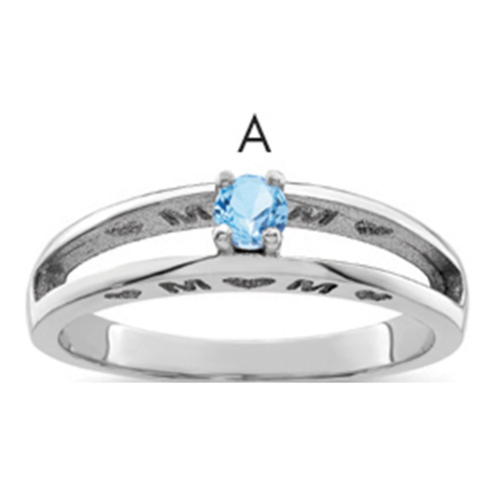 Sterling Silver or 14K White Gold Family Ring