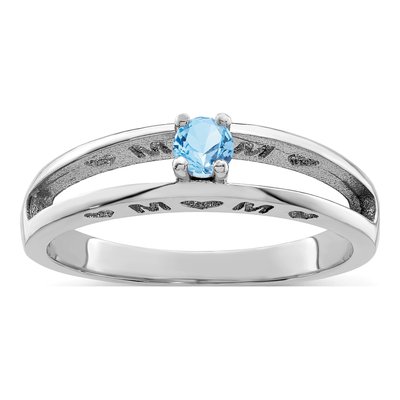 14K White Gold Birthstone Family Ring – view 2