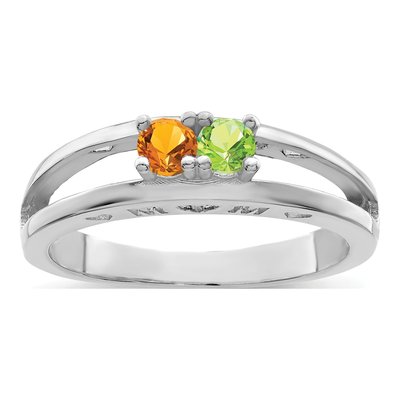 Sterling Silver or 14K White Gold Birthstone Family Ring – view 2