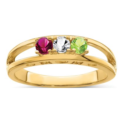 14K Yellow Gold 3-Stone Family Ring – view 2