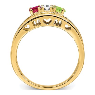 14K Yellow Gold 3-Stone Family Ring – view 3
