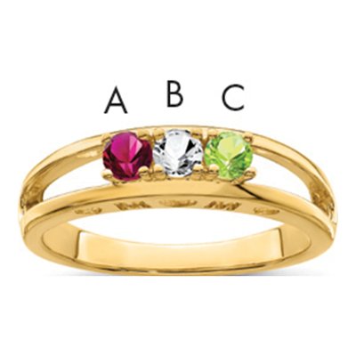 14K Yellow Gold 3-Stone Family Ring