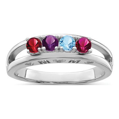 Sterling Silver or 14K White Gold Personalized Family Ring – view 2
