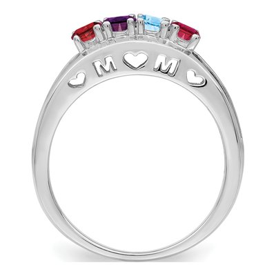 Sterling Silver or 14K White Gold Personalized Family Ring – view 3