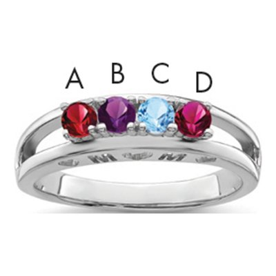 Sterling Silver or 14K White Gold Personalized Family Ring