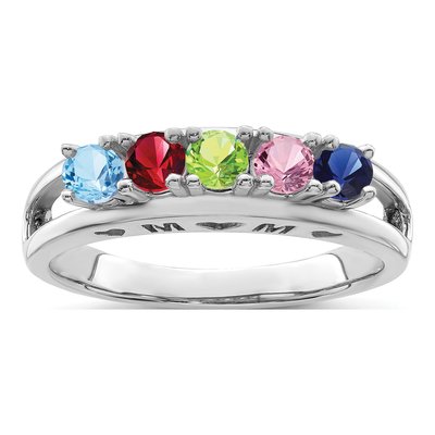 Sterling Silver or 14K White Gold Personalized Family Ring – view 2