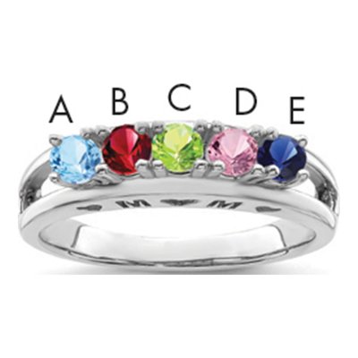 14K White Gold Custom Family Ring