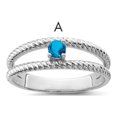 14K White Gold 1-Stone Mother's Ring Mounting – view 2