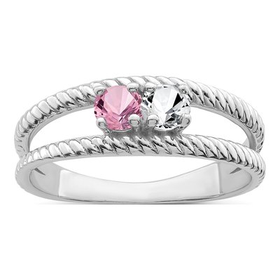 Sterling Silver or 14K White Gold Family Ring – view 2