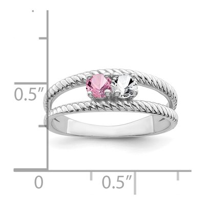Sterling Silver or 14K White Gold Family Ring – view 4
