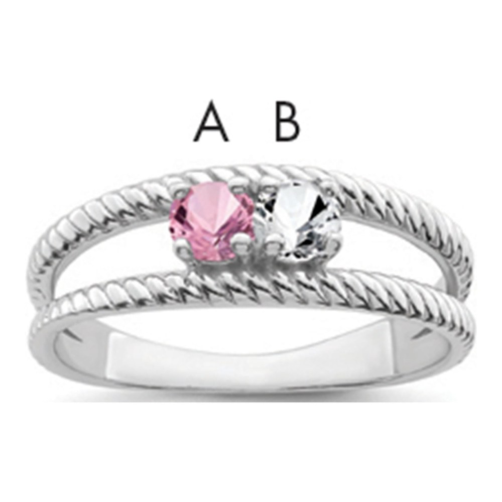 Sterling Silver or 14K White Gold Family Ring