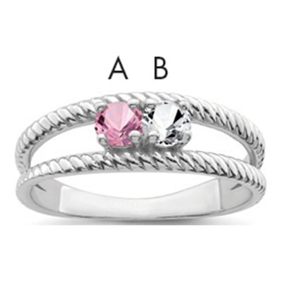 14K White Gold 2-Stone Mother's Ring Mounting – view 2