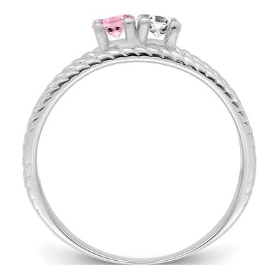14K White Gold 2-Stone Mother's Ring Mounting – view 3