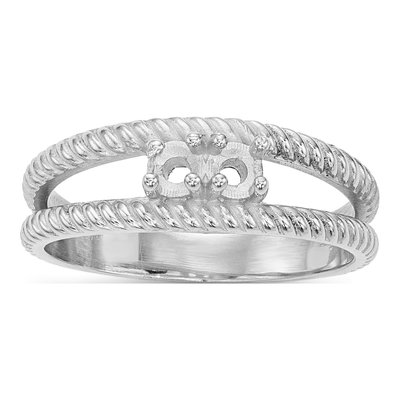 14K White Gold 2-Stone Mother's Ring Mounting – view 4