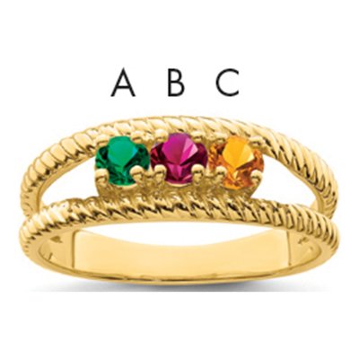 Gold-Plated Sterling Silver 3-Stone Mother's Ring – view 2