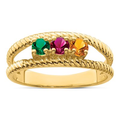 14K Yellow Gold 3-Stone Mother's Ring – view 2
