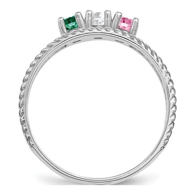 Sterling Silver or 14K White Gold Personalized 3-Stone Mother's Ring – view 3