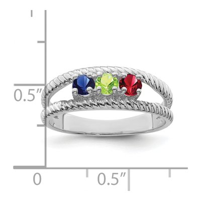 Sterling Silver or 14K White Gold Personalized 3-Stone Mother's Ring – view 4