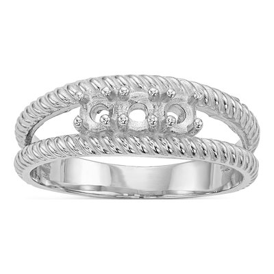 14K White Gold 3-Stone Mother's Ring Mounting – view 3