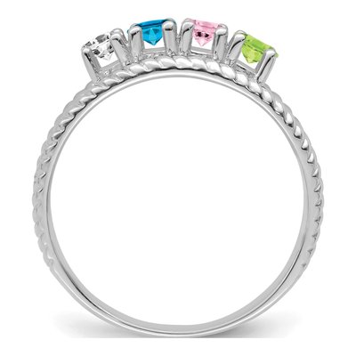 Sterling Silver or 14K White Gold Personalized 4-Stone Mother's Ring – view 3