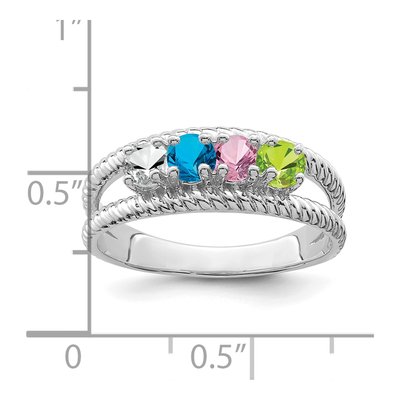 Sterling Silver or 14K White Gold Personalized 4-Stone Mother's Ring – view 4