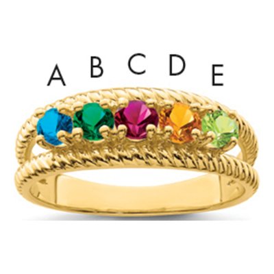Gold-Plated Sterling Silver Gp 5-Stone Mother's Ring – view 2