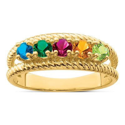 Gold-Plated Sterling Silver Gp 5-Stone Mother's Ring