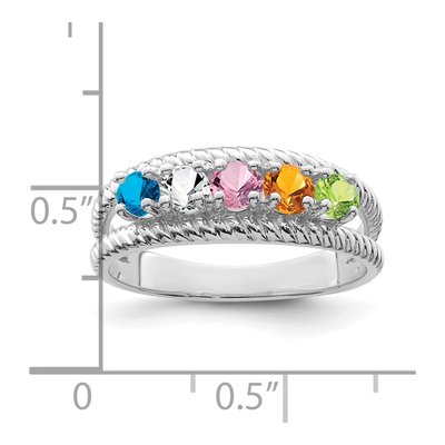 Sterling Silver or 14K White Gold Personalized 5-Stone Mother's Ring – view 4