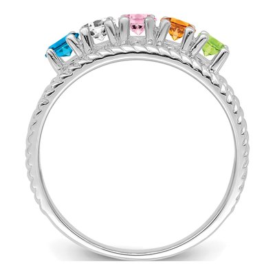 14K White Gold 5-Stone Mother's Ring Mounting – view 3