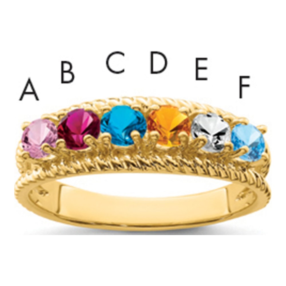14K Yellow Gold Family Ring with 6 Custom Stones