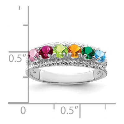 14K White Gold 6-Stone Mother's Ring Mounting – view 8