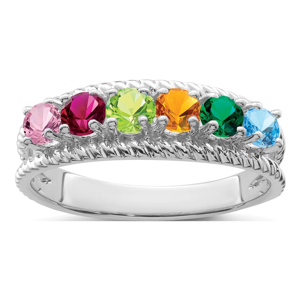 14K White Gold 6-Stone Mother's Ring Mounting