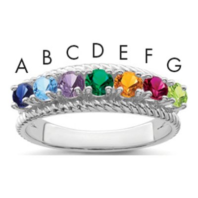 14K White Gold 7-Stone Mother's Ring Mounting – view 2