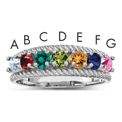 14K White Gold 7-Stone Mother's Ring Mounting – view 8