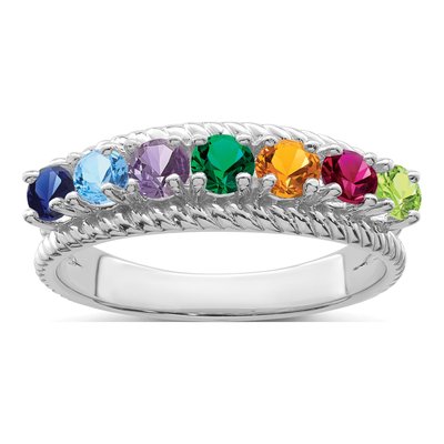14K White Gold 7-Stone Mother's Ring Mounting