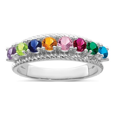 Sterling Silver or 14K White Gold Family Ring – view 2