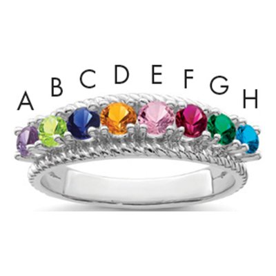 Sterling Silver or 14K White Gold Family Ring