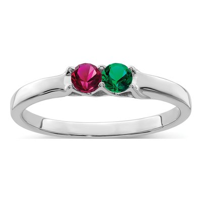 Sterling Silver or 14K White Gold 2-Stone Mother's Ring – view 2