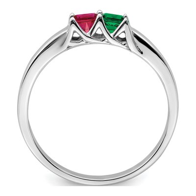 Sterling Silver or 14K White Gold 2-Stone Mother's Ring – view 3