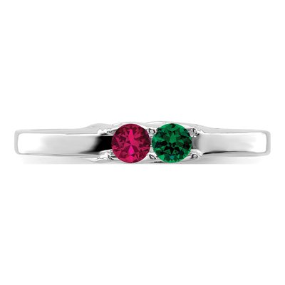 Sterling Silver or 14K White Gold 2-Stone Mother's Ring – view 5