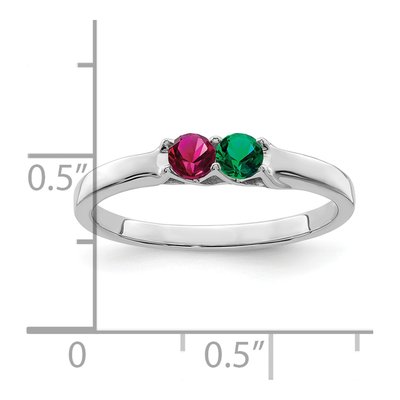 Sterling Silver or 14K White Gold 2-Stone Mother's Ring – view 7