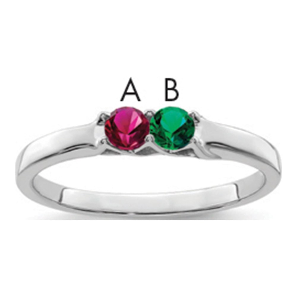 Sterling Silver or 14K White Gold 2-Stone Mother's Ring