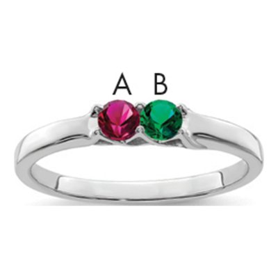 Sterling Silver or 14K White Gold 2-Stone Mother's Ring