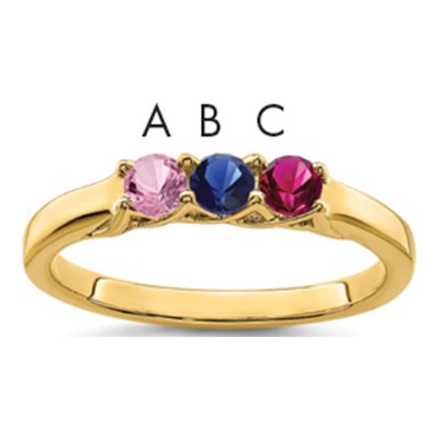14K Yellow Gold 3-Stone Mother's Ring