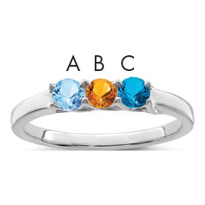 14K White Gold 3-Stone Mother's Ring