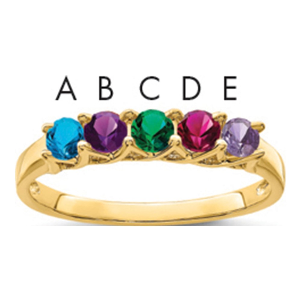 14K Yellow Gold 5 Stone Personalized Mother's Ring