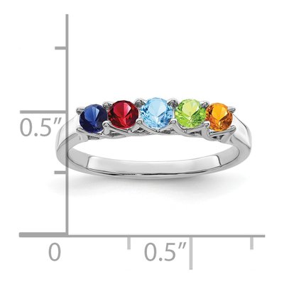 Sterling Silver or 14K White Gold 5-Stone Mother's Ring – view 6